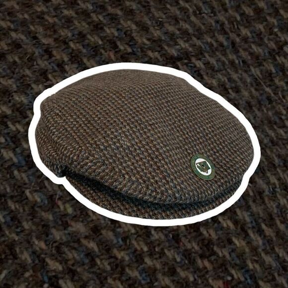 Vintage Brown Plaid Wool Captains Hat Cabbie Cab Hat Unisex - Picture 1 of 8